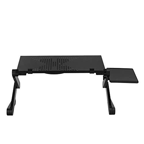 Upgraded Adjustable Aluminum Laptop Desk, with Cooling Fan, Mouse Pad, Notebook, MacBook Laptops Table Stand for Home Office, Ergonomic Lap Desk TV Bed Standing Desk