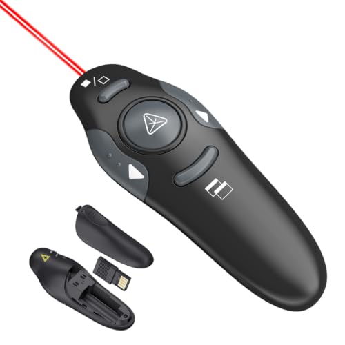 Presentation Clicker for PowerPoint, Wireless Presenter Remote USB Receiver | USB Receiver, Battery Powered, No Setup Required - color: Battery