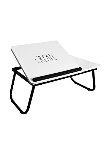 Rae Dunn Folding Laptop Lap Desk - Wooden Work Table and Stand for Couch, Bed and Sofa Computer Use - Folding Legs, Adjustable Tilt - Use as Reading and Breakfast Tray