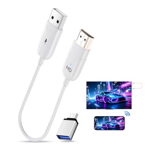 Wireless HDMI Display Adapter Plug and Play,Screen Mirroring Adapter | no wifi/bluetooth/app,Streaming Video for iPhone iPad PC to TV/Monitor/Projector,Support Airplay Miracast YouTube Tiktok etc - color: White
