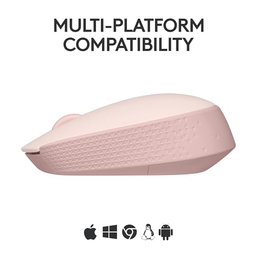 Logitech M170 Compact Ambidextrous 2.4 GHz Wireless Mouse - Rose | Ambidextrous mouse with 2.4 GHz USB-A Nano Receiver, Optical Tracking, 12-Months Battery Life, PC, Mac, Laptop compatible - color: Rose