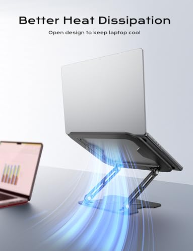 JCZT Adjustable Laptop Stand for Desk, Metal Foldable Laptop Riser, Portable Laptop Holder Mount, Ventilated Cooling Notebook Stand for MacBook Air Pro, All 10-16'' Notebooks Laptops Black - color: Black