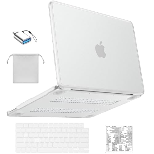 BlueSwan Anti-Crack Case for MacBook Neo 13 inch 2026, Model A3404 A18 Pro | Rugged TPU Bumper, Anti-Scratch Hard Shell Case & Keyboard Cover & Type-C & Pouch & Shortcuts Sticker - color: Frosted White
