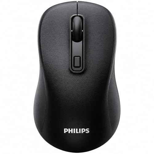 PHILIPS Wireless Mouse for Laptop, Bluetooth and 2.4GHz, Silent Click | Bluetooth and 2.4GHz dual mode with USB nano receiver; silent click; 3 DPI levels; compact ambidextrous design; AA included