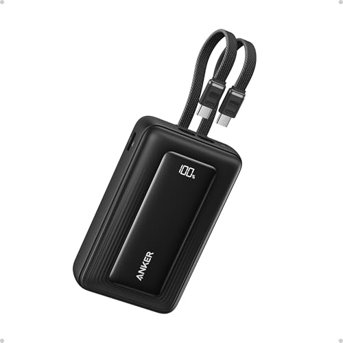 Anker Power Bank,20,000mAh 45W Portable Charger,Dual Built-in USB-C Cables | 20,000mAh Battery Pack with Dual Built-In Cables, USB-C and USB-A Ports, for iPhone 17 / 16 Series, Galaxy, MacBook, and More - color: Black, size: Built-in C cable*2