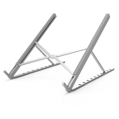 Aluminum Laptop Stand for Desk, Foldable Ventilated Cooling Notebook Stand, Adjustable Portable Laptop Holder, Compatible with 11" - 17.3" MacBook Pro Air, HP and Other laptops（Silver）