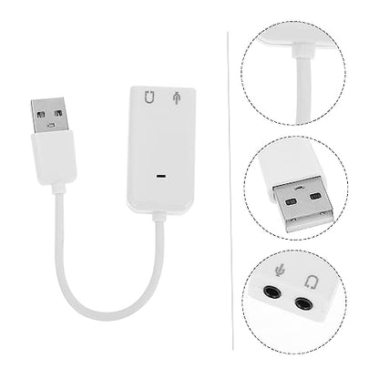 Mikikit 2pcs USB External Sound Card Adapter Practical Audio Converter for Laptop Desktop No Driver Needed Supports Headphones Microphones High Noise Reduction Compact Design