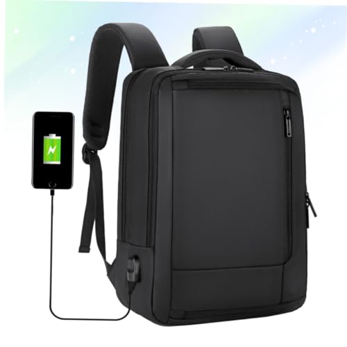 Large Capacity USB Charging Business Backpack for Men Laptop Bag with Built Charging Port Portable Work Bookbag for Commuting and Office Use Black