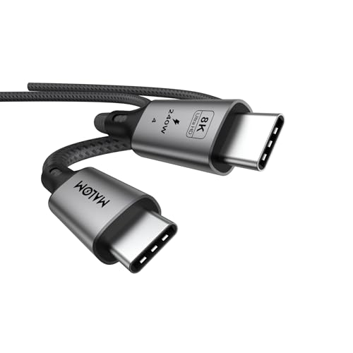 MALOM USB4.0, 40Gbps for Thunderbolt 4 Cable, 240W Charging, 8K@60Hz, 4K@144Hz, USB C Display Cable, USB4 for iPhone 16/15 Series, MacBook Air, Samsung (Gray, 1.8M (6FT)) - color: Gray, size: 1.8M (6FT)