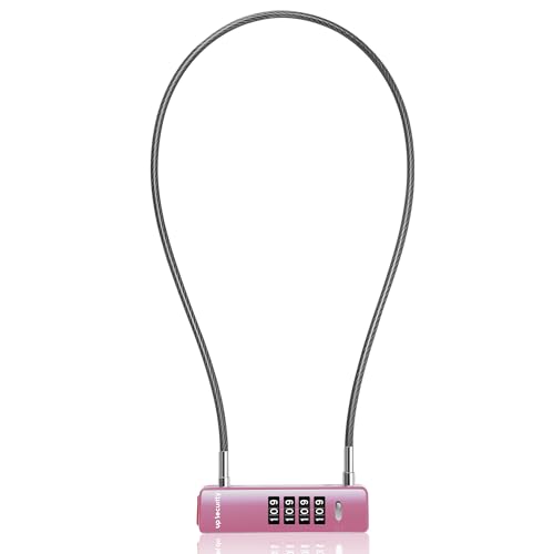 Cable Combination Refrigerator Lock, Combo Pad Locks for Outdoor, Fence Gate, Travel Suitcase, Thin Cable Lock with Code, for Locker, Bike, Scooter (23.6"(60cm) Cable, Pink) - color: Pink, size: 23.6"(60cm) Cable