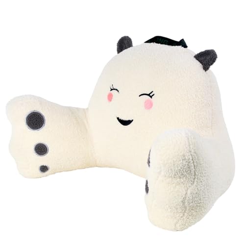 Reading Pillow for Sitting in Bed Couch Teens/Adult, Back Rest Pillow for Sitting Up in Bed with Shredded Memory Foam, Includes Arms and Washable Cover (Cream White, Cloud Velvet) - color: Cream White, size: Cloud Velvet