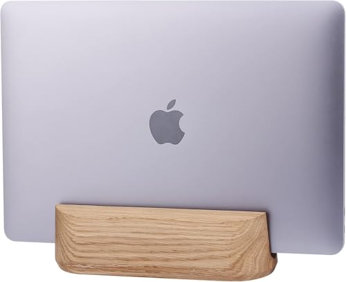 Laptop Stand Vertical Laptop Holder for Desk - All MacBook Vertical Stand up to 0.7'' Thick - Handmade MacBook Holder of Natural Wood (Single Oak) - color: Single Oak
