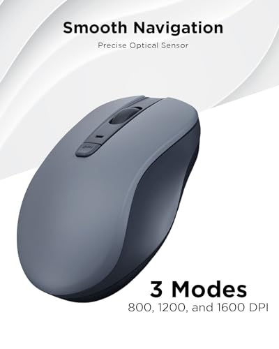 Lenovo Bluetooth Silent Mouse (WL300) - 5 Button Computer Mouse with Silent Left & Right Click – Sculpted Grip, Microsoft Swift Pair, Up to 1600 DPI (Grey) - color: WL300 Grey