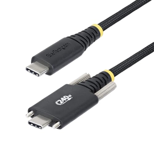 StarTech 6ft/2m USB-C to USB-C Screw Locking Cable (S2CEPR2M-USBSL-CABLE) | USB-IF Certified, 240W 5A PD 3.1 EPR, Side screw locking, USB 2.0 480Mbps, Ultra-Flexible, 2.0 Laptop, M2 screw lock, Black - size: 6 ft