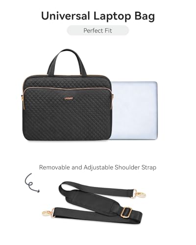 15.6 16 Inch Laptop Bag Case for Women Men Compatible with MacBook Pro M5/HP OmniBook Omen Envy/Dell Pro Inspiron/Lenovo Yoga IdealPad, Messenger Carrying Briefcase Computer Bag Case, Black - color: Black, size: 15.6 Inch