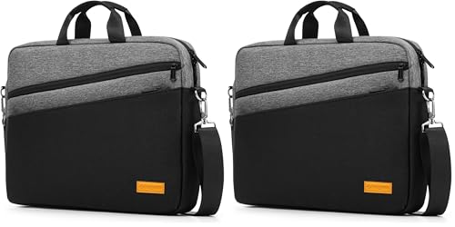 bagasin 15 15.6 16 inch Laptop Computer PC Shoulder Bag Carrying Case, Water-Repellent Fabric Briefcase, Lightweight Toploader, Business Casual or School (Pack of 2) - color: Grey, size: 15-16 (Pack of 2)