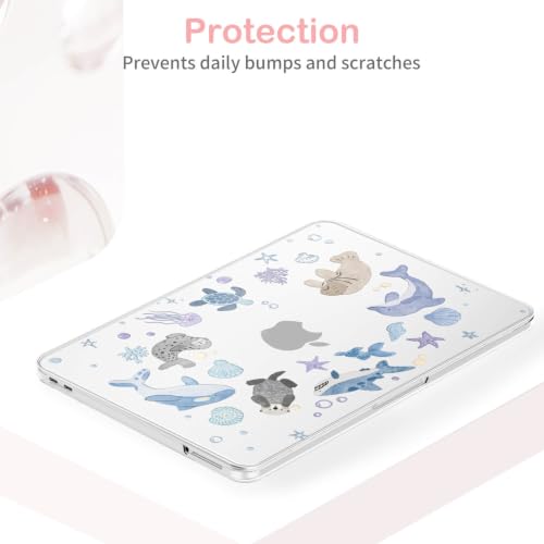 Feams for MacBook Neo 13 Inch Case 2026 A3404, Stylish Protective Clear Case Hard Shell Transparent Cover for MacBook Neo 13 Inch 2026 (A18 Pro Chip) with Keyboard Cover, Ocean Creatures - color: Ocean Park