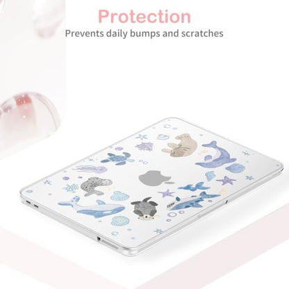 Feams for MacBook Neo 13 Inch Case 2026 A3404, Stylish Protective Clear Case Hard Shell Transparent Cover for MacBook Neo 13 Inch 2026 (A18 Pro Chip) with Keyboard Cover, Ocean Creatures - color: Ocean Park