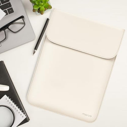 MOSISO Laptop Case 13.3 inch, 13-13.3 inch Laptop Sleeve Compatible with MacBook Neo 13 A18 Pro A3404 /Air 13/Pro 13/Pro 14 M5 M4 M3 M2 M1, Faux Suede Leather Case with Small Bag, Beige - color: Beige