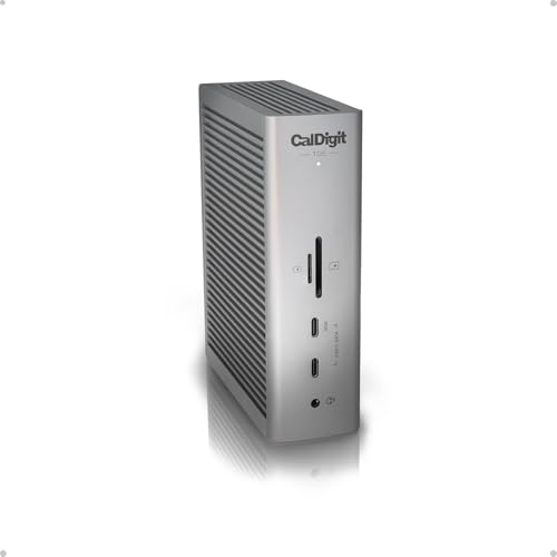 CalDigit TS5 Thunderbolt 5 Dock - 15 Port, 140W Charging, 80Gb/s TBT 5 x 4, USB-C 10Gb x 3, USB-A x2, 2.5Gb Ethernet, Dual 8K@60Hz Displays, SD & microSD UHS-II, 1m Braided Cable, Space Gray 240W PSU | Includes Thunderbolt 5 cable, rubber feet and 240W po