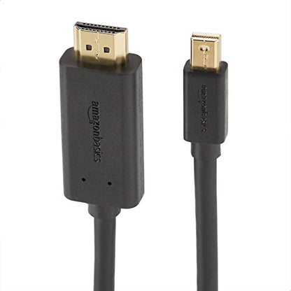Amazon Basics Mini DisplayPort to HDMI Cable, Gold-Plated, 6 ft, Case of 52, Black - size: 6-Feet (Pack of 52)