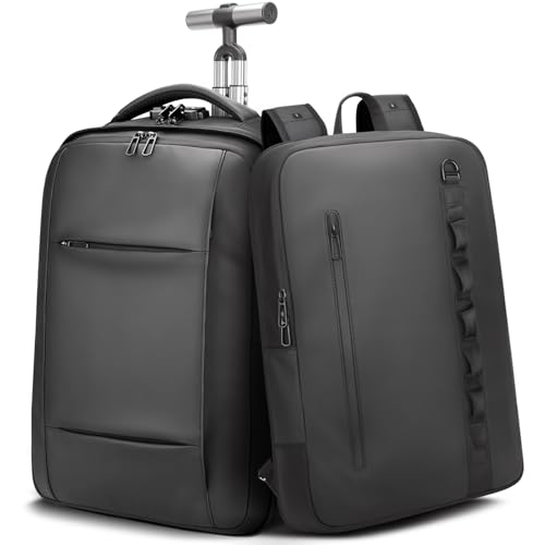 2-in-1 Detachable Carry On Rolling Backpack - Splits into Two Bags for Travel, 50L Wheeled Backpack with 17.3″ Padded Laptop Sleeve, USB Charging Ports, Waterproof Luggage Suitcase