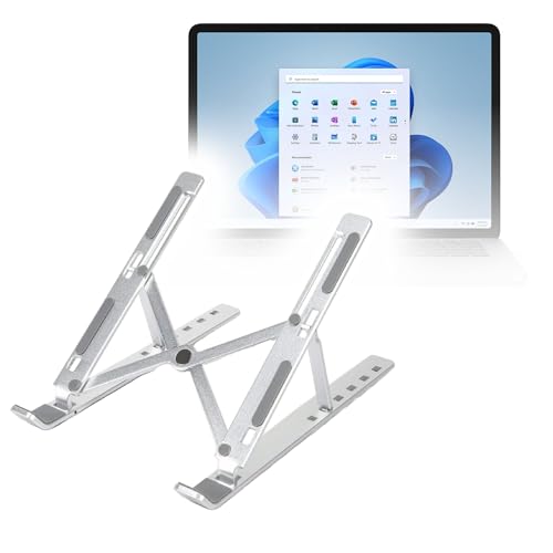 BoxWave Stand and Mount Compatible with Microsoft Surface Laptop Studio (14.4 in) - Compact QuickSwitch Stand, Portable Multi Angle Viewing Foldable Riser - Metallic Silver