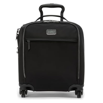 TUMI - Voyageur Leger 4 Wheeled Luggage - Women's Lightweight and Spacious, Sleek Silhouette, Durable Premium Suitcase - 16" Compact Front Pocket Carry On, Black with Gunmetal Hardware - color: BLACK/GUNMETAL, style: 16" Compact Carry-on