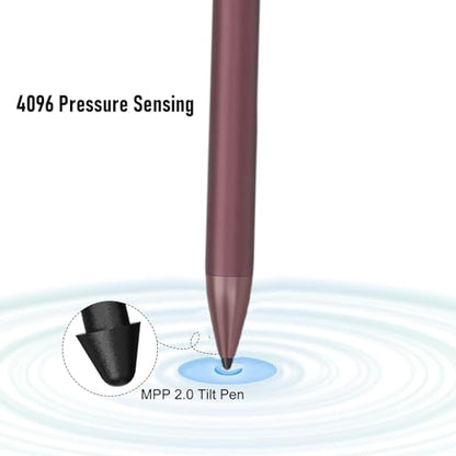 Rechargeable MPP 2.0 Active Tilt Sensing Stylus Pen, 4096 Levels Pressure Sensitivity, Ultra Fast Charging, Anti Misoperation, Magnetic Suction Stylus for Laptop Touch Screen, Red - color: Red