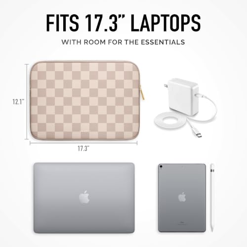 Vandel Slim 17.3 Inch Laptop Sleeve, 17 Inch Laptop Case, Computer Sleeve, Chromebook Cover Bag for HP, Dell, Lenovo, Asus, Acer, MSI Notebook - color: a. Neutral Checker, size: 17 Inch