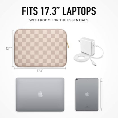 Vandel Slim 17.3 Inch Laptop Sleeve, 17 Inch Laptop Case, Computer Sleeve, Chromebook Cover Bag for HP, Dell, Lenovo, Asus, Acer, MSI Notebook - color: a. Neutral Checker, size: 17 Inch