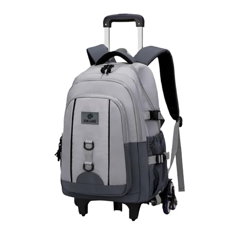 Rolling Backpack for Boys Elementary Middle Junior School, Bookbags Boys Backpack with 6 Wheels, Grey - color: 6 Wheels-grey