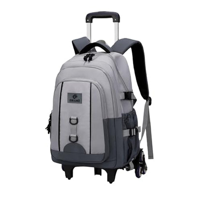 Rolling Backpack for Boys Elementary Middle Junior School, Bookbags Boys Backpack with 6 Wheels, Grey - color: 6 Wheels-grey