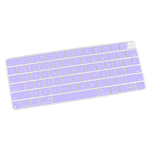 Allinside Soft Silicone Keyboard Cover for iMac Magic Keyboard (A3118 A2449 A2450, 2021–2024), Quiet Typing Keyboard Protector Skin, US Layout, Light Purple - color: Light Purple, size: Magic Keyboard (2021 iMac 24" A2449/A2450)