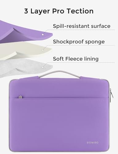 DOMISO 14 inch Laptop Case Sleeve Protective Cover Compatible with 15 inch MacBook Air M4 M3 M2,MacBook Pro,14-15 inch HP Dell ASUS Lenovo Chromebook,Waterproof Computer Cases Bag with Handle,Purple - color: Purple, size: 15" for Macbook Air