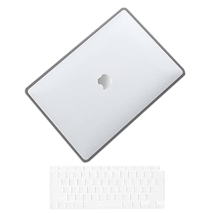 Se7enline for MacBook Air 13 inch Case M1 2024-2018 A2337 A2179,Clear&Gray | TPU Bumper + PC Matte Laptop Hard Shell Case with Keyboard Skin Anti-Fingerprint Shock-Resistant Collision Prevention Durable - color: (TPU) Transparent&Gray, size: 13.3 inch (M1