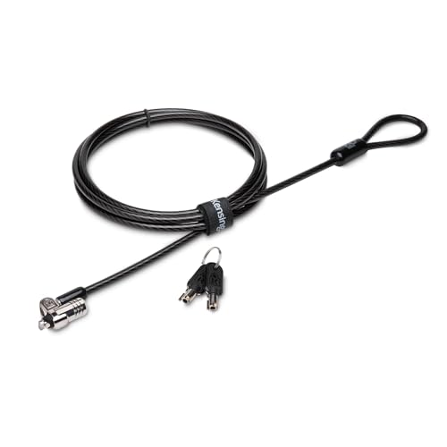 Kensington MicroSaver 2.0 Laptop Lock, Carbon Steel Cable 1.8m Long, Strong 10mm Diameter Locking Head with T-Bar Locking Mechanism, K65020EU