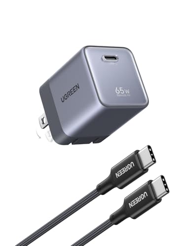UGREEN Nexode Air 65W USB C Charger, Foldable Mini Charger Block Fast Charging with USB C Cable, GaN Charger for MacBook Air/Neo/Pro, iPhone 17 16, Galaxy S26/S25, iPad, Grey - color: Grey