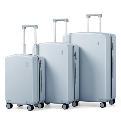 Hanke Hard Shell Luggage Sets 3 Pieces, Carry On and Checked Luggage Sets with Spinner Wheels, Durable PC Hardside Rolling Suitcase for Travel (20/24/28 Inch, Grey) - color: Grey, size: 3-Piece Set(20/24/28)
