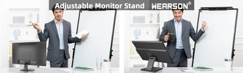 WEARSON Adjustable LCD TV Stand Folding Metal Monitor Desk Stand with VESA Hole 75x75mm&100x100mm (WS-03A2)