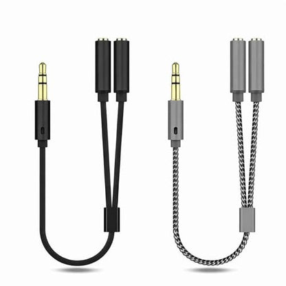 2Pcs 3.5mm Headset Splitter Cable, Female to Dual Male Adapter