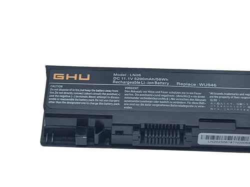 GHU WU946 Laptop Battery 58Wh Replacement for Dell Studio 1535 1536 1537 1555 1557 1558 PP33L PP39L, Compatible with WU965 WU960 KM958 312-0701 - style: 58 Wh (1535 1555)