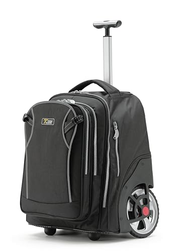 NEW TILAMI 20 Inch Rolling Backpack for School Stair-Climbing Big Wheel | Teen Boys Girls Carry-on Suitcase Large Organizer Compartment 15.6 Laptop Sleeve Adjustable Handle Roller Travel Bag College - color: Black