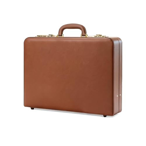 Briefcases for Men, 16 Inch Laptop Briefcase, Brown | Anti-thet dual lock design, waterproof faux leather, multi-file organizer,business bag for office, work and travel - color: Brown