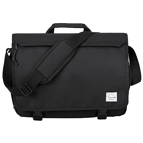 VASCHY Messenger Bag for Men,Water Resistant Casual Satchel Briefcase Fashion Work Bag Crossbody Shoulder Handbag for Women College Campus Black - color: Black