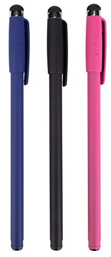 Targus - Slim Stylus Pens for Tablets, Smartphones - Compatible with Apple iPad, Samsung Galaxy & All Touchscreen Devices - Durable Rubber Tips - 3 Pack, Black, Blue, Red - AMM0601TBUS - color: Black/Blue/Red, style: Stylus
