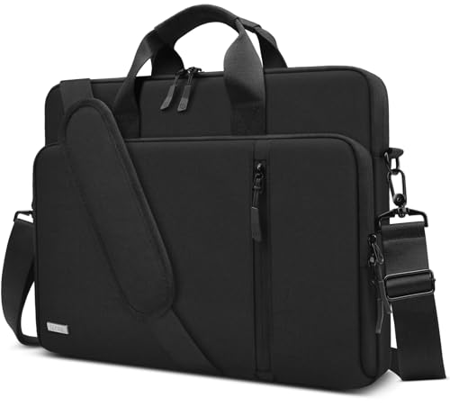 TECOOL 15.6 16 Inch Laptop Bag, 360 Protective Case Sleeve Messenger Bag | Waterproof Computer Briefcase with Shoulder Strap for 15.6 16 Inch Laptop Notebook Chromebook, MacBook Pro 16,Black - color: Black, size: 15.6-16 Inch
