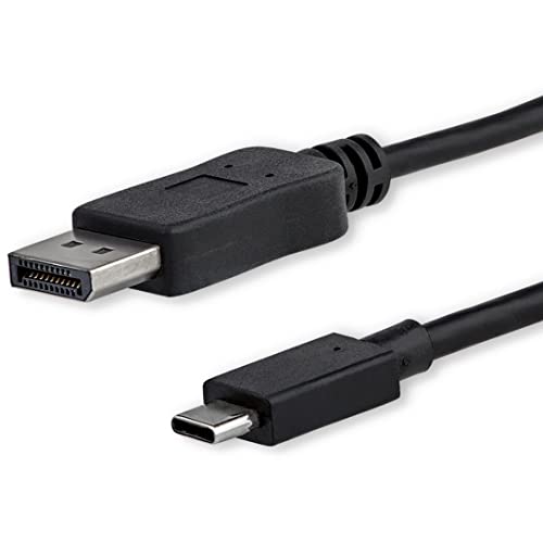 StarTech 3.3 ft (1 m) USB-C to DisplayPort Cable - USB Type-C to DP Video Adapter Cable - 4K 60Hz - Black | Male-to-male DP Alt Mode cable, DP monitor output, Reduces clutter & signal loss, Thunderbolt 3, 1m, DP 1.2 21.6Gbps, Black - color: Black, size: 3