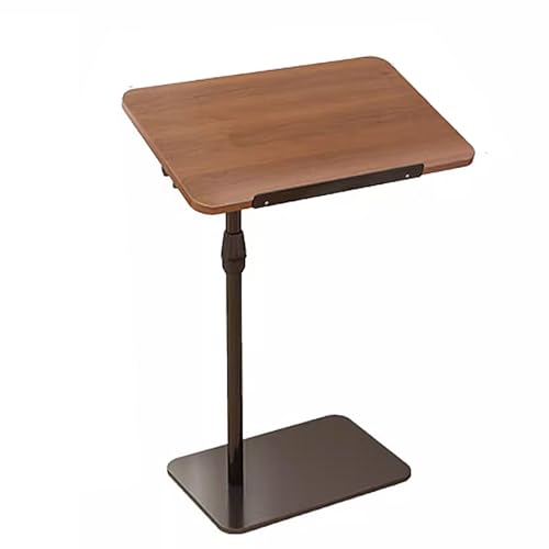 Overbed Table Tray Artificial Board Bedside Table, Office Sofa Side Table, Laptop Table, can Lift and Flip with Antis Fall Strips, Used for Home, Hospitals(Black) - color: Black