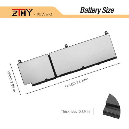 ZTHY PKWVM Laptop Battery for Dell Precision 7550 7560 7750 7760 Series | P44E P93F P44E001 P44E002 P93F001 P93F002 C903V 17C06 0CR72X 0447VR 068N03 453-BBCQ Battery Replacement 11.4V 6-Cell 95Wh - size: 11.22*3.43*0.39 inch PKWVM